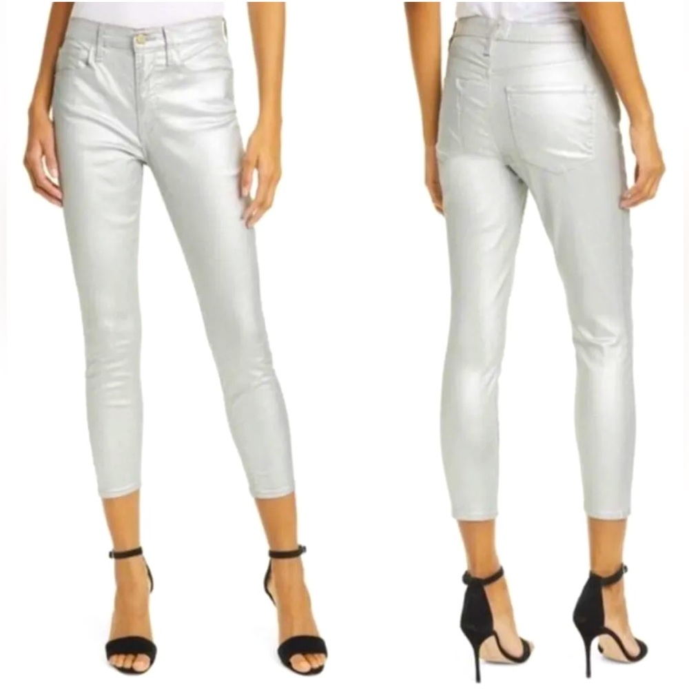 FRAME DENIM Ali High Rise Cigarette Skinny Jeans Silver Size 26 NEW